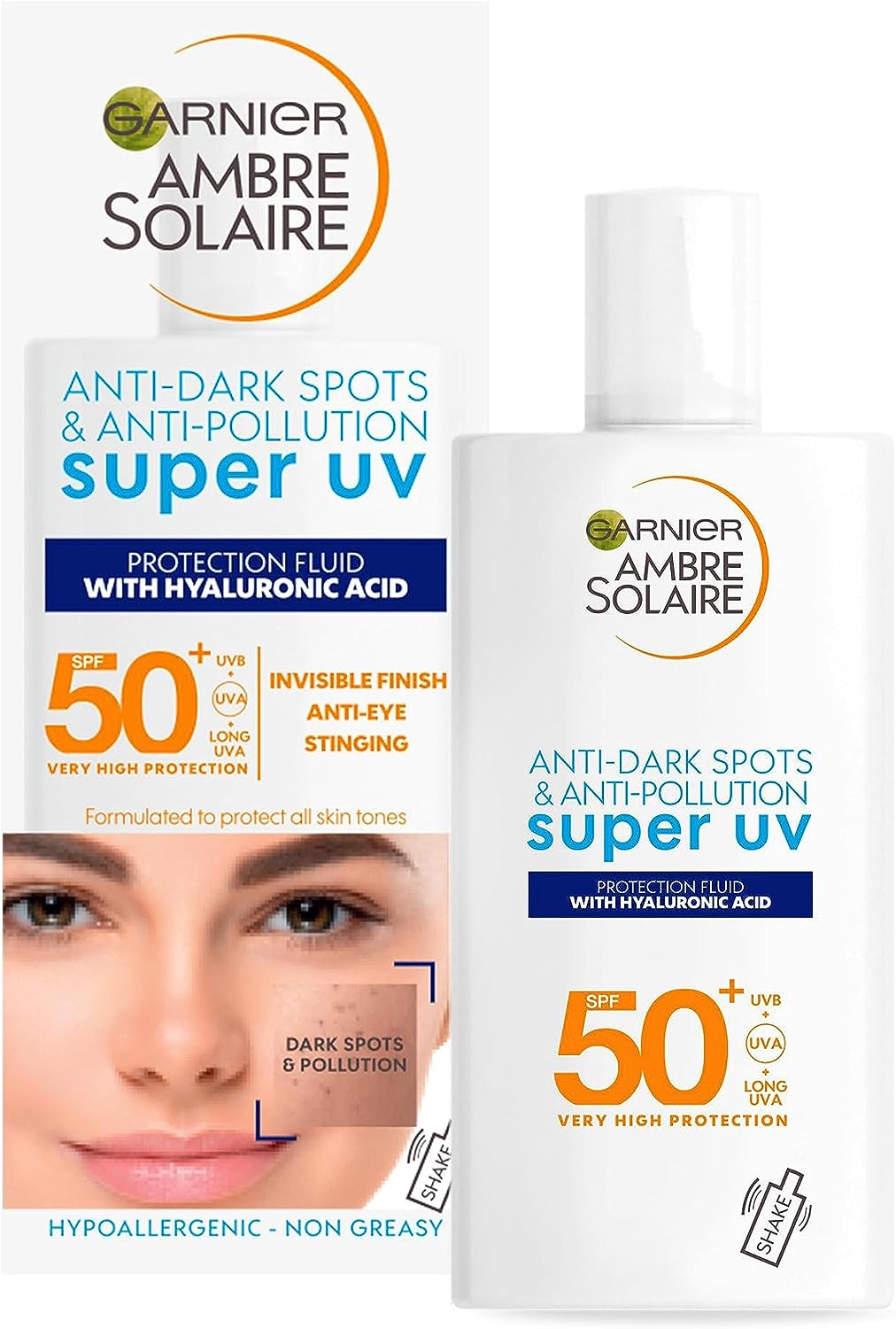 Buy BUY Garnier Ambre Solaire Anti-Dark Spots & Anti-Pollution, Protection Fluid SPF50+, Super UV, 40ml LA BUCCIA - Authentic Medical Grade Dermal Filler